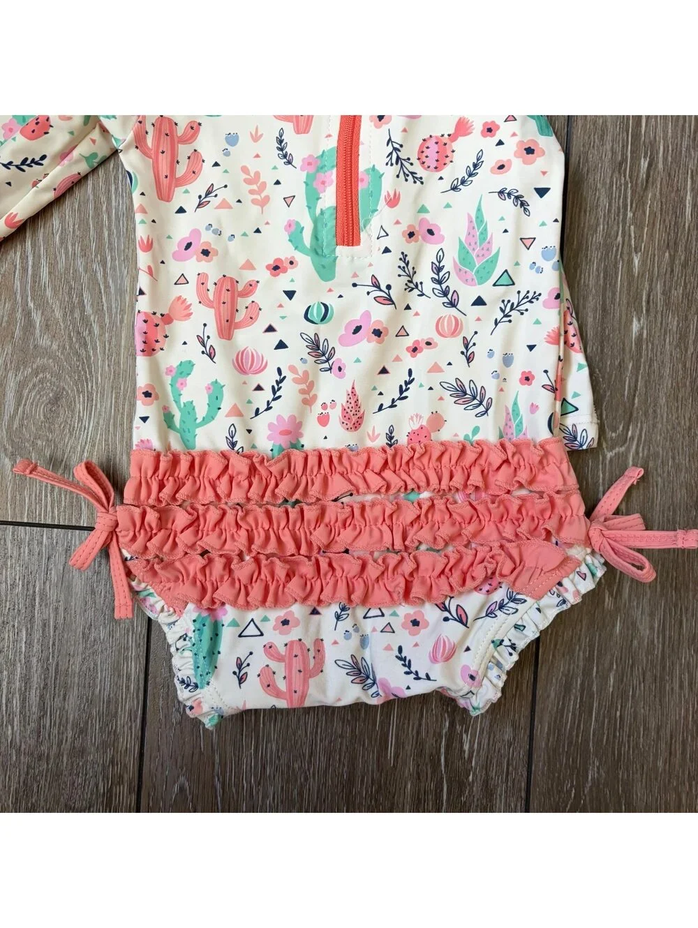 Rufflebutts Desert Blossoms Rash Guard Swimsuit